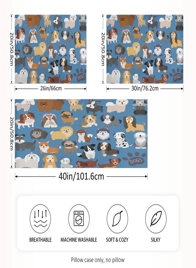 KOPIRIT Cute Dogs Pillow Covers Silk Pillowcase for Hair and Skin Breathable & Silky Soft Satin Pillowcase Standard Size Pillow Case for Bed Bedroom Women Boys Girls (20x26 Inch) - Image 4