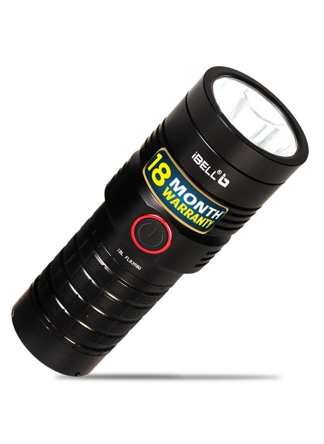 IBELL FL8398Q High-Powered LED Flashlight Rechargeable Torch with Multiple Lighting Modes, Ultra Long Beam Range, Water Resistant & Aircraft Aluminum Body (Black) - pzsku/Z39EADF7660F1BBC48A14Z/45/_/1740982938/636aeef9-6451-4e4b-a347-ba7edd406832