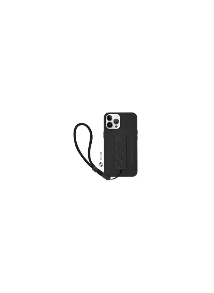 CATANES iPhone 12 Pro Case with Wrist Strap Finger Grip Kickstand Black - Image 1