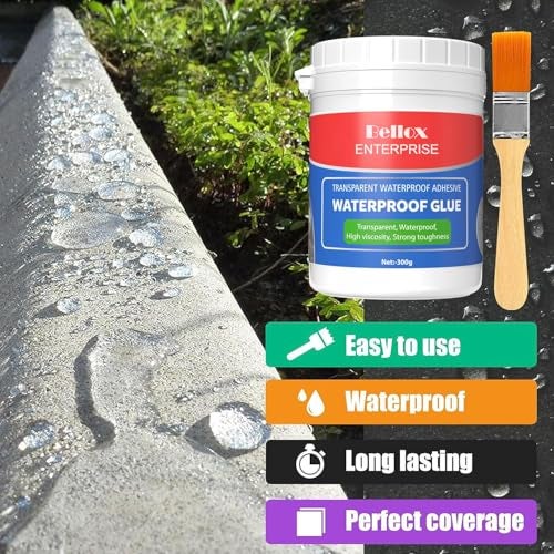 BELLOX ENTERPRISE 300gm Transparent Waterproof Glue with Brush, Silicone Glue for Roof Water Leakage Crack Seal Agent Indoor & Outdoor, Waterproofing Coating Sealant for Bathroom, Pipes, Wall, Tile Surface Window - Image 4