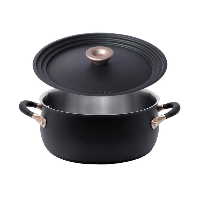 MEYER Meyer Accent Series Hard Anodized Steel Casserole with Lid | Biryani Pot | Cooking Casserole with Lid Gas and Induction Compatible | Cooking Set for Kitchen, 2 Piece, Matte Black 