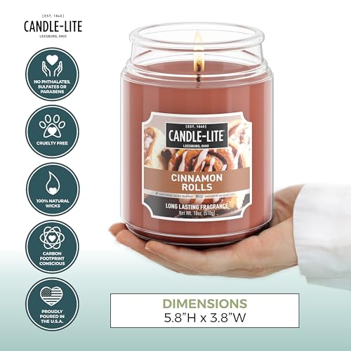 CANDLE-LITE شموع كاندل لايت المعطرة لفصل الخريف، لفائف القرفة، 18 أونصة، مصنوعة بفخر في الولايات المتحدة الأمريكية، شمعة للعلاج العطري، بفتيلة واحدة مع 110 ساعة من وقت الاحتراق، مثالية لخلق جو مريح - Image 3