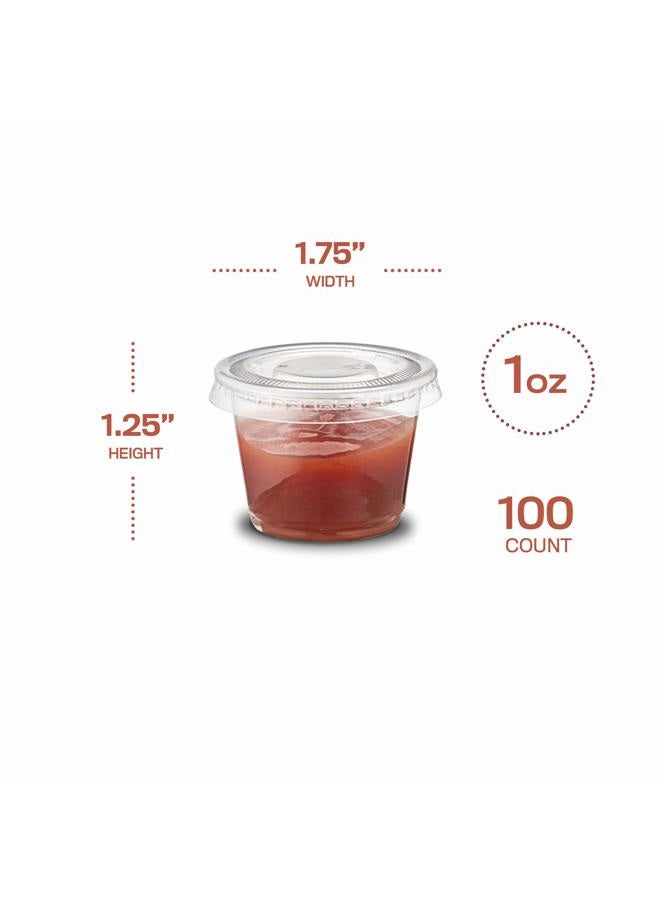 Propack 1 Oz 200 Sets Disposable Plastic Souffle Cups With Lids Jello Shot Cups Portion Cups Condiment Cups Souffle Cups Clear - Image 2