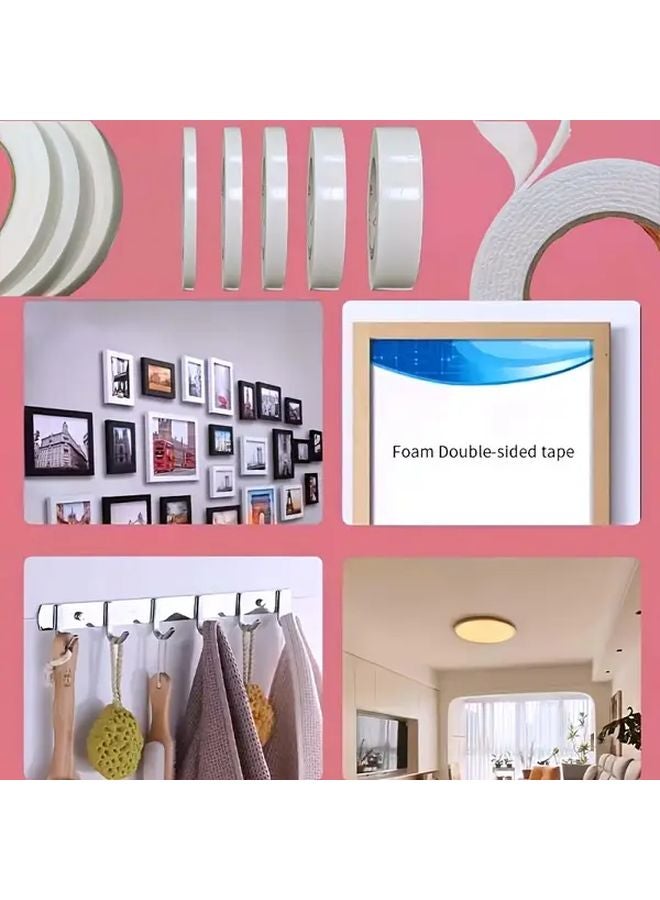 High Viscosity Double Sided Foam Tape 30mm Width 2 Rolls Strong Adhesive White - Image 5