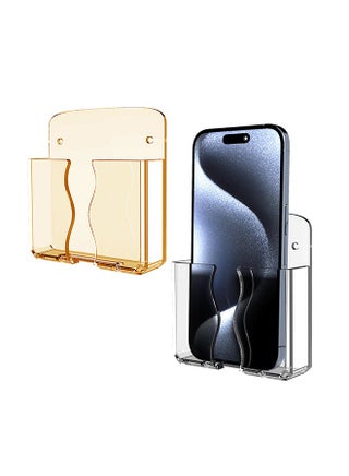 2pcs Wall Mounted Phone Holder, Clear Stand Self Adhesive With Charging Hole Compatible With iPhone and Android Smartphone, Cradle Bedside Organizer Remote Control Stand for Home Office - pzsku/Z39EB103F5531AAAA0609Z/45/1747124544/ef6410ee-06f0-46c6-8352-60e5258e6ffe