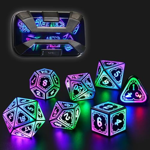 FONVGOGO Light Up Dice Set D and D for Dungeons and Dragons 4 in 1 Color Cool LED DND Dice with Charging Box Rechargeable Polyhedral Role Playing Dice for DND Gifts RPG Astral Shard Mixed Colors - Image 1