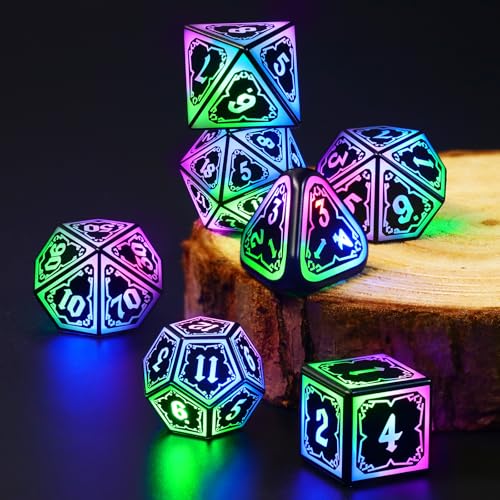 FONVGOGO Light Up Dice Set D and D for Dungeons and Dragons 4 in 1 Color Cool LED DND Dice with Charging Box Rechargeable Polyhedral Role Playing Dice for DND Gifts RPG Astral Shard Mixed Colors - Image 5