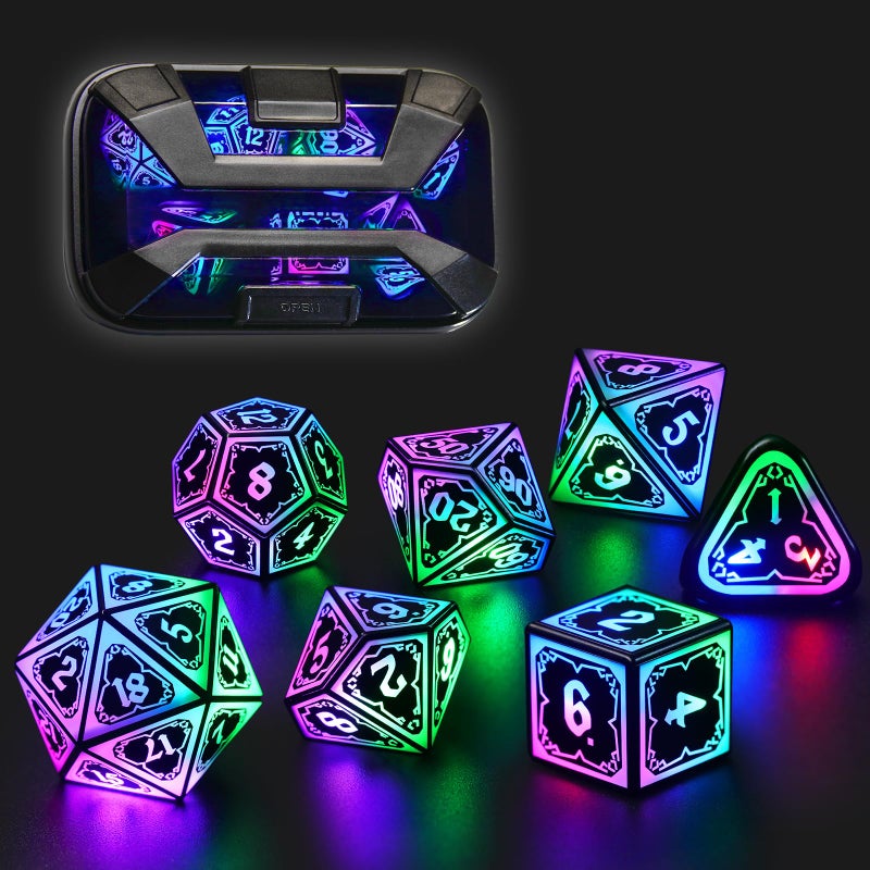 FONVGOGO Light Up Dice Set D and D for Dungeons and Dragons 4 in 1 Color Cool LED DND Dice with Charging Box Rechargeable Polyhedral Role Playing Dice for DND Gifts RPG Astral Shard Mixed Colors - Image 2