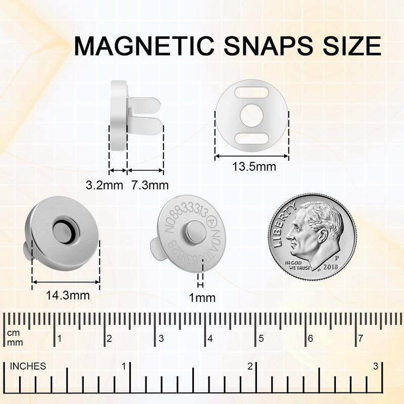 CooBigo 24Sets Magnetic Snaps for Purse Closures 14mm Magnetic Fastener Replacement Kit Magnetic Snaps for Purses and Totes Clothing Bag DIY Craft - Image 2
