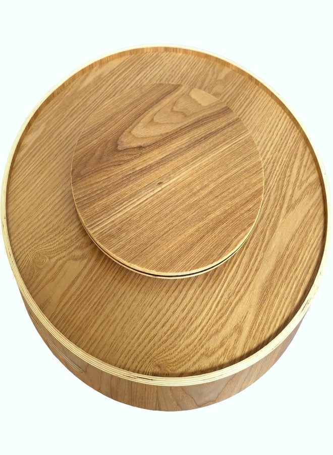 i-lan 16 Inch Large Wooden Lazy Susan Turntable - Wood Rotating Serving Tray for Dining Table & Countertop, Round Table Top Organizer with Handles, High Edges & Non-Slip Base - Image 5