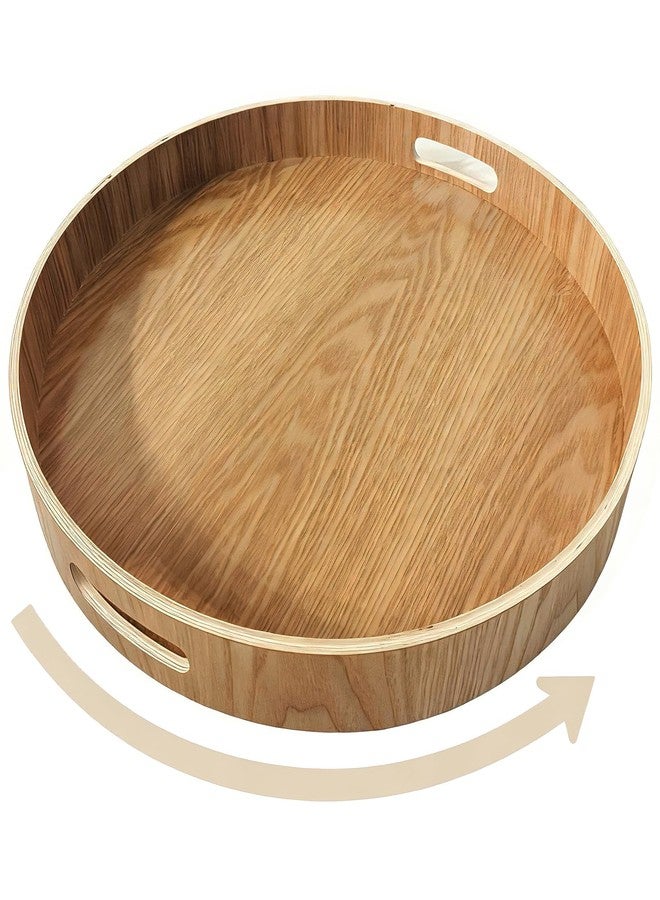 i-lan 16 Inch Large Wooden Lazy Susan Turntable - Wood Rotating Serving Tray for Dining Table & Countertop, Round Table Top Organizer with Handles, High Edges & Non-Slip Base - Image 1