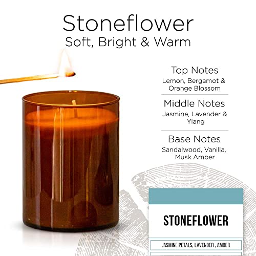 KOBO Stoneflower Scented Candle (15 oz) | 100% Pure Soy Wax Candles | Jar Candle Hand-Poured in USA | All Natural, Long Lasting 100 Hour Burning Candles | Scented Candles for Home - Image 2