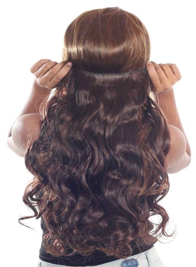 ريتزكارت وصلات شعر صناعية ناعمة ولامعة طويلة مجعدة من ريتزكارت للنساء، بطول 22 بوصة، بمشبك، لإطلالة فورية (لون عنابي). - Image 2