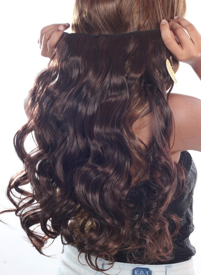 ريتزكارت وصلات شعر صناعية ناعمة ولامعة طويلة مجعدة من ريتزكارت للنساء، بطول 22 بوصة، بمشبك، لإطلالة فورية (لون عنابي). - Image 3