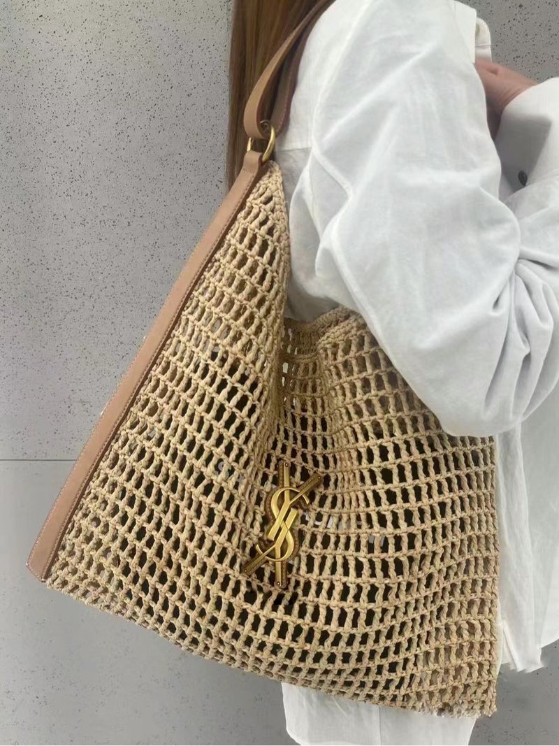 Seaside Vacation Large Capacity Straw Woven Bag Women'S Fashionable Lafitte Grass Beach Bag Hollow All-Match Woven Bag - Image 2