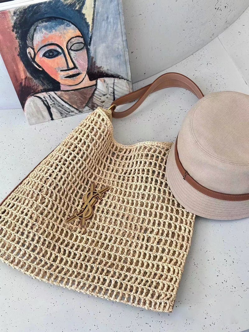 Seaside Vacation Large Capacity Straw Woven Bag Women'S Fashionable Lafitte Grass Beach Bag Hollow All-Match Woven Bag - Image 5