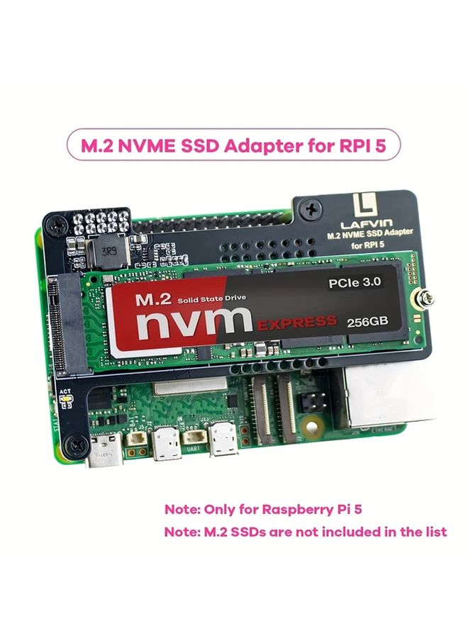 LAFVIN M 2 NVMe SSD Adapter For Raspberry Pi 5 With Heatsink Cooling Pad PCIe Gen3 High Speed - Image 5