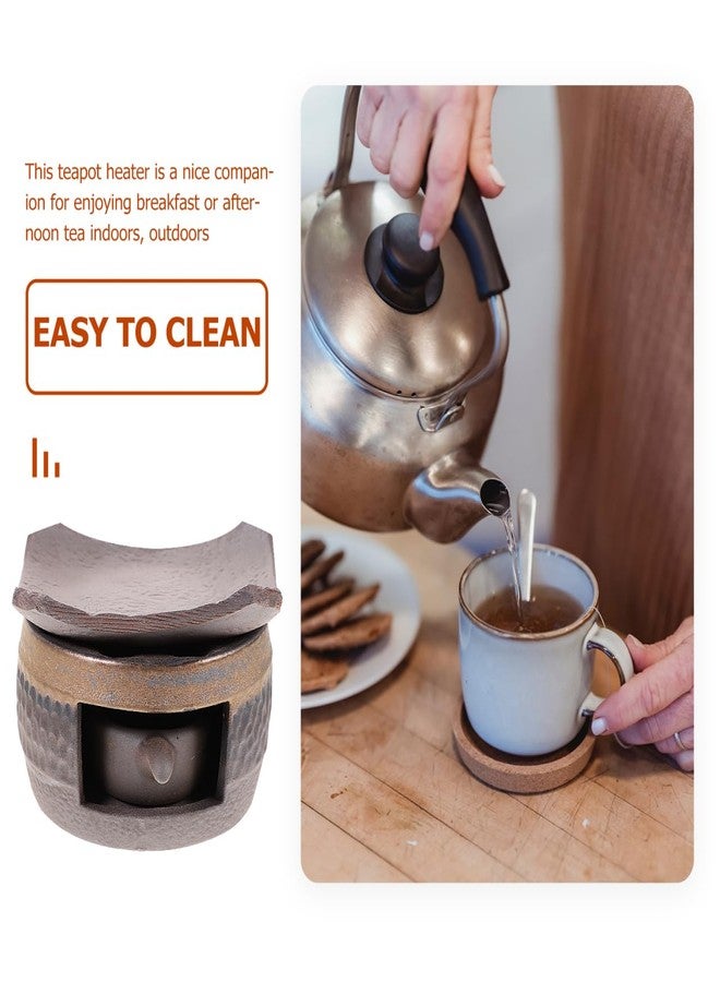 VICASKY Ceramic Tea Stove Warmer Set with Tea Light Candle Holder for Warming Teapots Rustic Heatproof Heater - Image 3