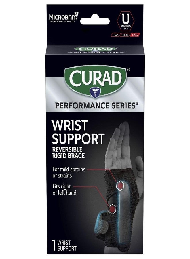 CURAD Performance Series Wrist Support, Reversible Rigid Brace for Mild Sprains, Strains, Joint Injuries, and Carpal Tunnel Pain Management, 2 Adjustable Straps, Universal Fit for Right or Left, 1 EA - Image 1
