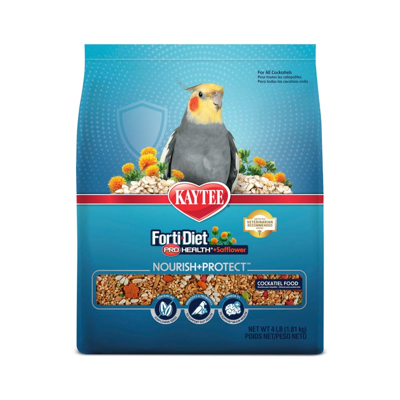 Kaytee Forti-Diet Pro Health+Safflower Nourish+Protect Cockatiel Food, Supports Breeding and Molting, Nutrition Backed by Science, Digestive and Brain Health, 4 pounds - Image 1