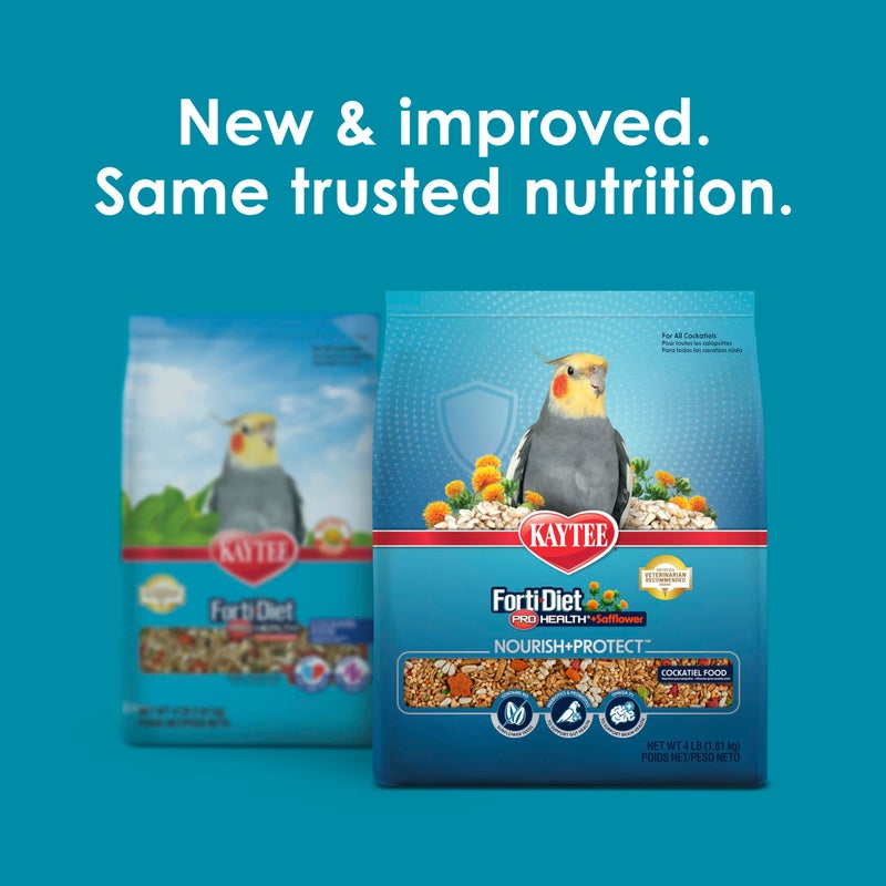 Kaytee Forti-Diet Pro Health+Safflower Nourish+Protect Cockatiel Food, Supports Breeding and Molting, Nutrition Backed by Science, Digestive and Brain Health, 4 pounds - Image 2