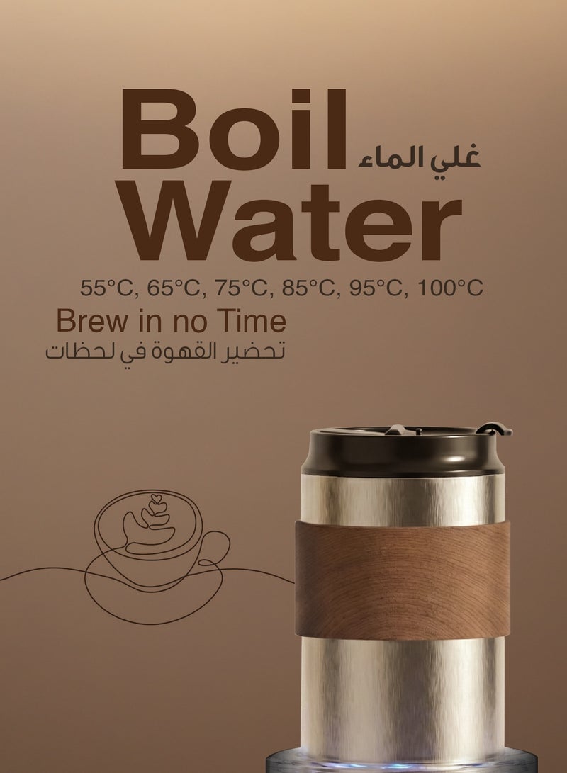 LePRESSO Quattro 4-In-1 Outdoor Coffee Set With Drip Brewing, Grinder Hand, Drip Coffee  & 150ml Water Boiler / 1200mAh Battery Capacity / 13W Power / Bean Cup Capacity 20G / USB-C Charging - Silver - Image 4