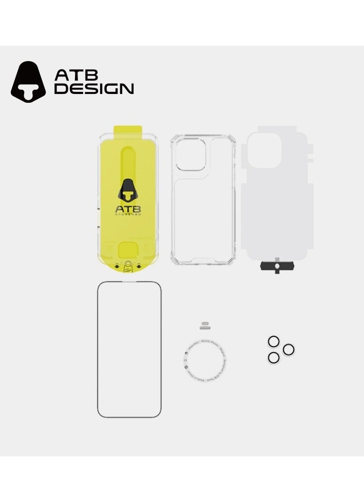 اي تي بي طقم حماية شامل 6 في 1 ايفون 13 تركيب سهل فائق الدقة مع واقي شاشة نانو مرن شفاف تجربة جديدة في حماية الشاشة بفضل واقي النانو المرن. يشمل الطقم جميع الملحقات الأخرى: كفر شفاف، حماية عدسة، لزقة خلفية، لزقات قماشية واقية، وإطار مغناطيسي. - Image 2
