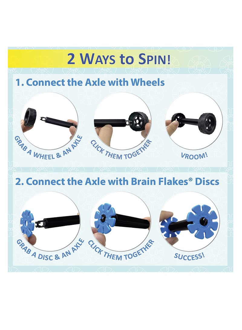 Brain Flakes Viahart Brain Flakes Car Vehicle Building Toy Set | 24 Pieces | Interlocking Plastic Disc | STEM Toy | Building and Construction Set | Educational & Learning Toys For Kids, Children | Plastic - Image 4
