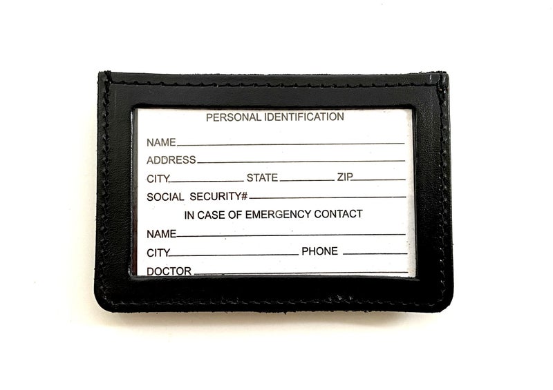 Perfect Fit Shield Wallets ID Badge Holder with 1 Clear ID Window, Leather Belt Clip Badge Holders for ID Credential Pass for Police, Business, Worker, Student (Black) (Horizontal) - Image 1