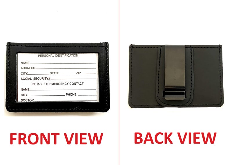 Perfect Fit Shield Wallets ID Badge Holder with 1 Clear ID Window, Leather Belt Clip Badge Holders for ID Credential Pass for Police, Business, Worker, Student (Black) (Horizontal) - Image 2