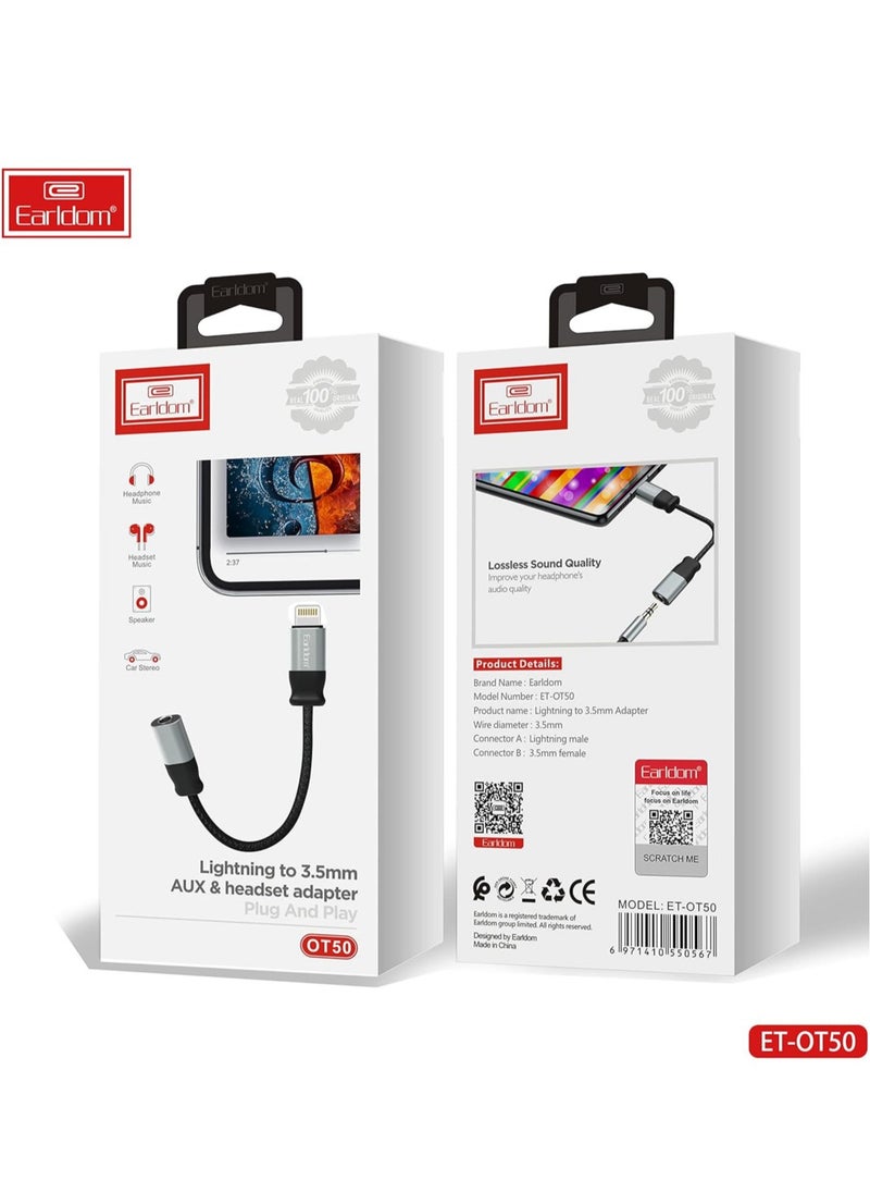 TIGER - Black Lightning to 3.5mm Audio Adapter – Premium Quality Connector for iPhone, Headphone, and AUX Support - Image 1