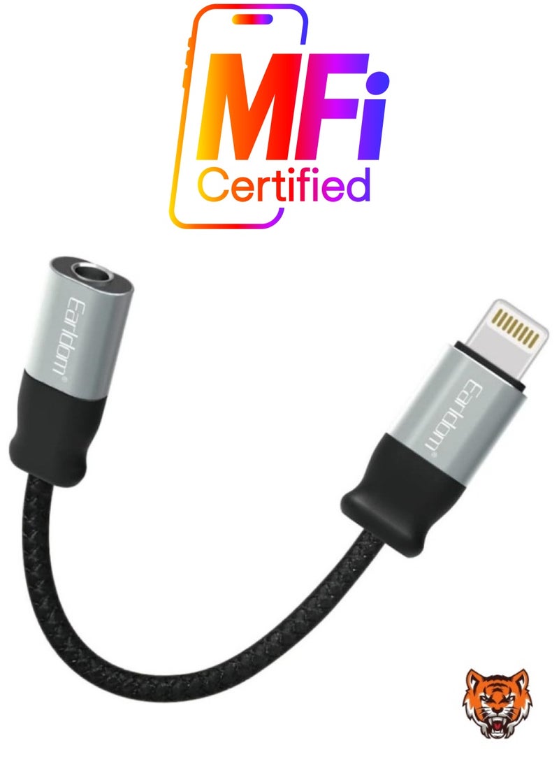 TIGER - Black Lightning to 3.5mm Audio Adapter – Premium Quality Connector for iPhone, Headphone, and AUX Support - Image 1