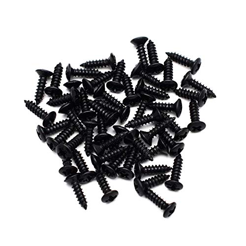 SAPHUE 3MM Electric Guitar Bass Pickguard Screws Pick Guards Scratch Plate Mounting Screws for Fender Strat ST Tele TL Stratocaster Telecaster Gibson LP Les Paul SG Guitar Pack of 50 (Black) - Image 1