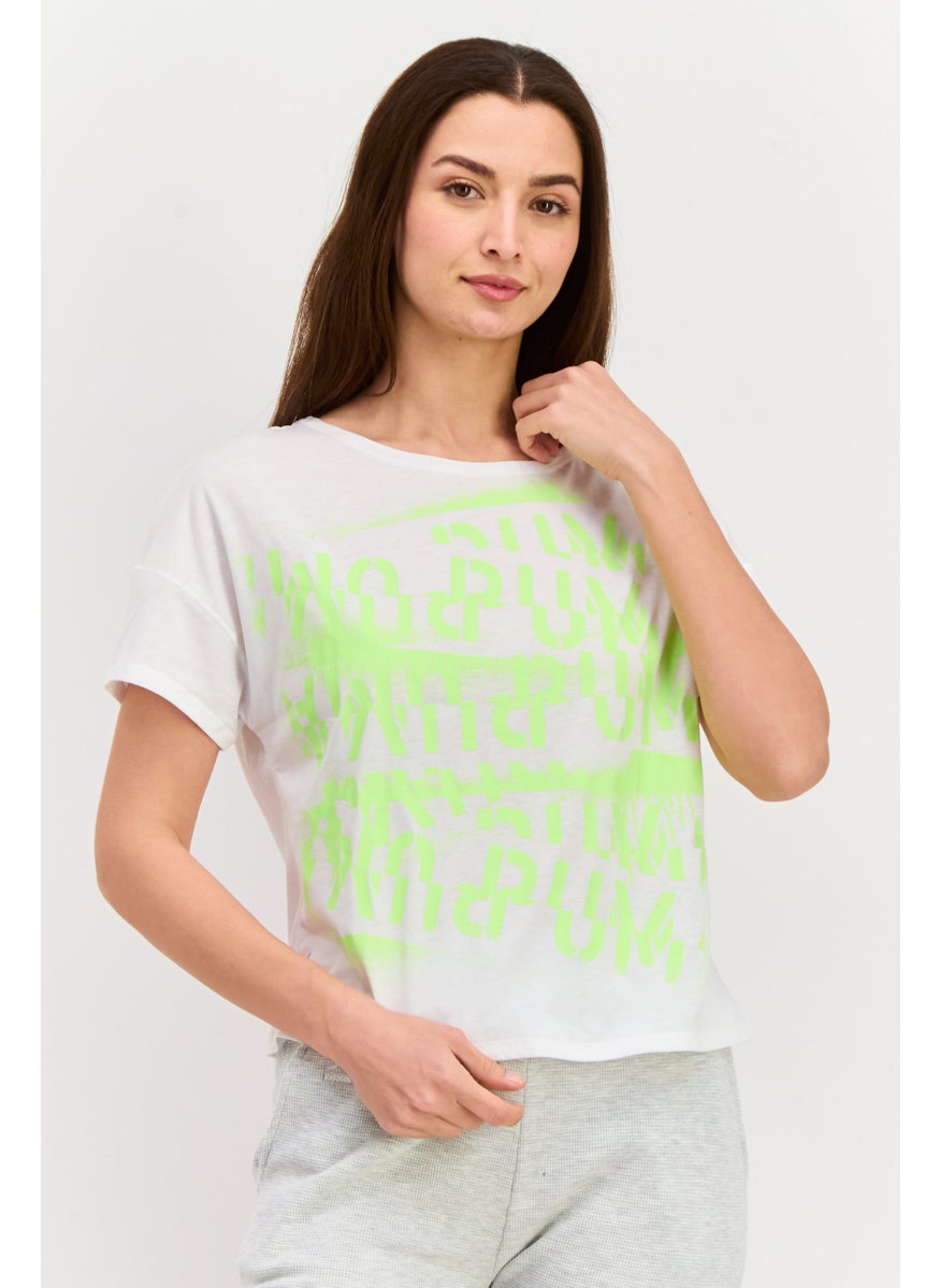 PUMA Women Sportswear Fit Short Sleeves Training T-Shirt, Lime Green  - Image 1