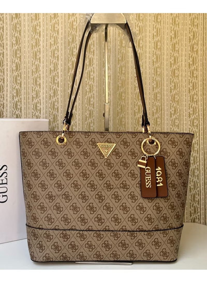 GUESS Women's Printed Large-capacity Handbag 38×27×12cm 