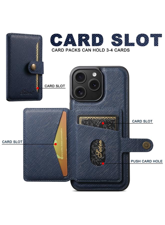 Suteni Case For iPhone 14 Pro H20 Cross-Grain MagSafe Horizontal Card Bag Back Phone Case - Image 4