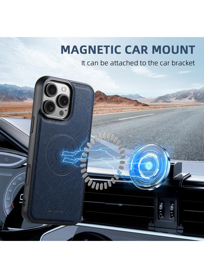 Suteni Case For iPhone 14 Pro H20 Cross-Grain MagSafe Horizontal Card Bag Back Phone Case - Image 2