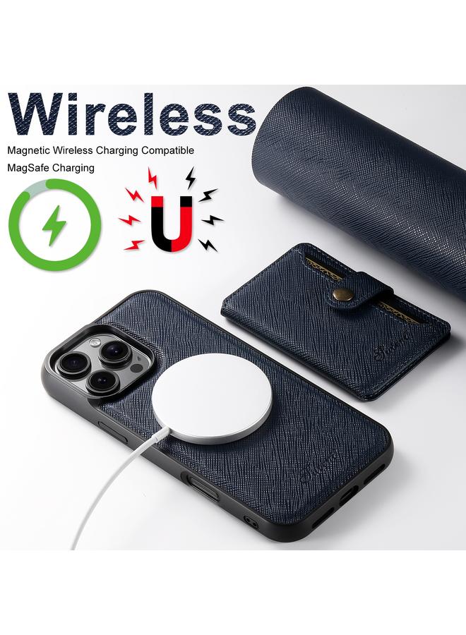 Suteni Case For iPhone 14 Pro H20 Cross-Grain MagSafe Horizontal Card Bag Back Phone Case - Image 5