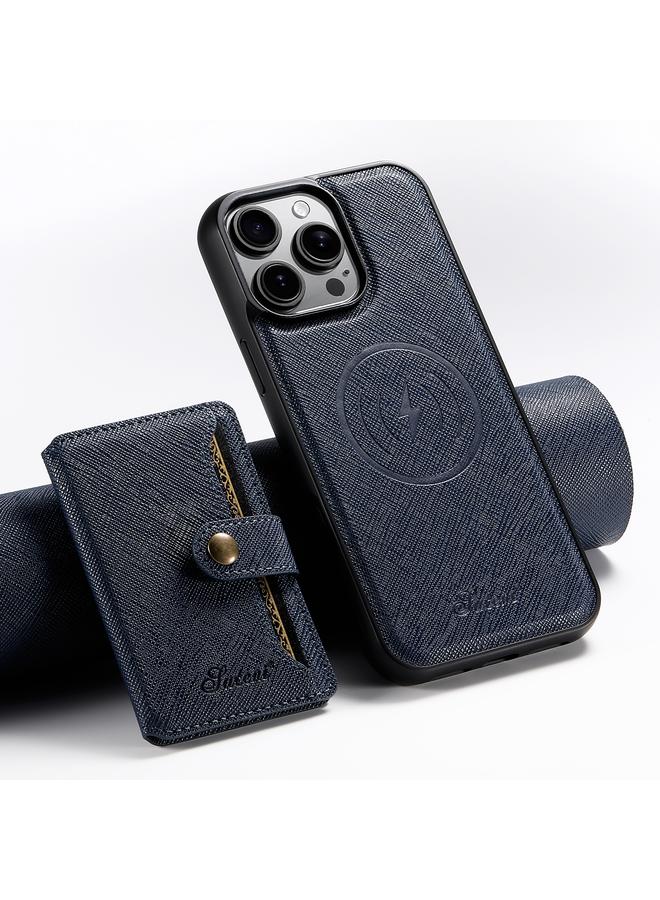 Suteni Case For iPhone 14 Pro H20 Cross-Grain MagSafe Horizontal Card Bag Back Phone Case - Image 1