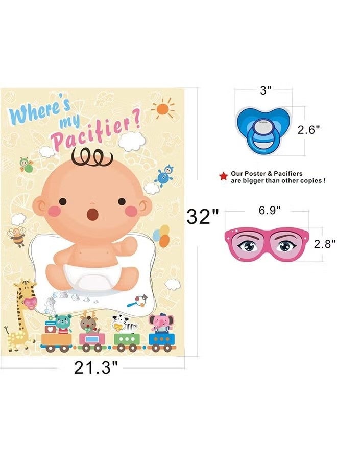 Pin The Pacifier on The Baby Poster, Party Games for Adult, Gender Reveal Decorations Cute Baby Shower Party Decorations - Image 3