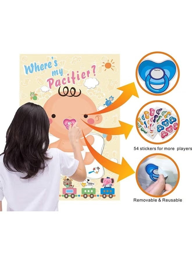 Pin The Pacifier on The Baby Poster, Party Games for Adult, Gender Reveal Decorations Cute Baby Shower Party Decorations - Image 2