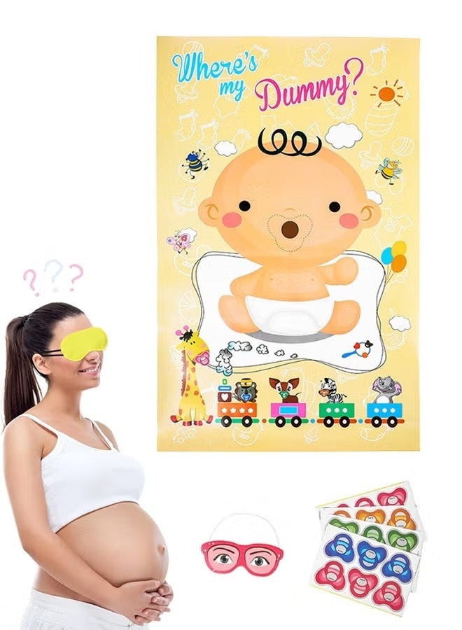 Pin The Pacifier on The Baby Poster, Party Games for Adult, Gender Reveal Decorations Cute Baby Shower Party Decorations - Image 1