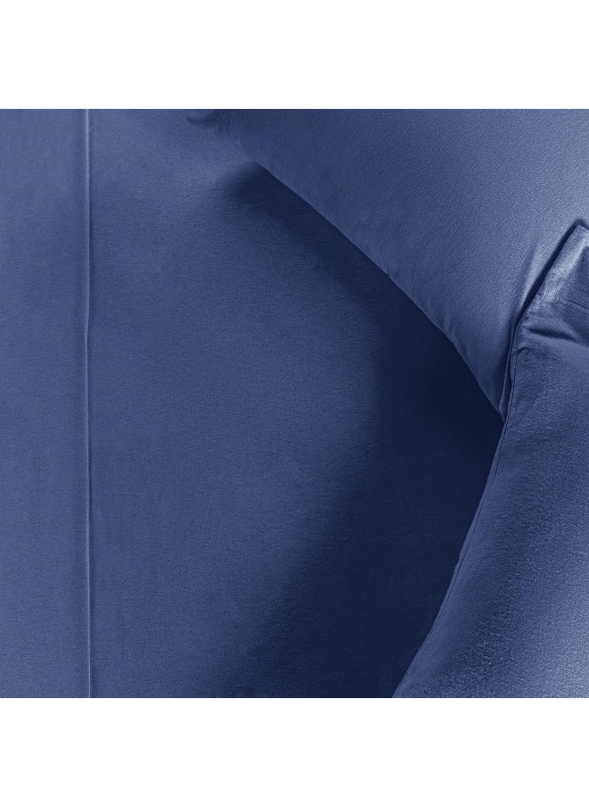 Superior Superior Deep Pocket Cotton Flannel Paisley or Solid Sheet Set, Navy Blue  - Image 3