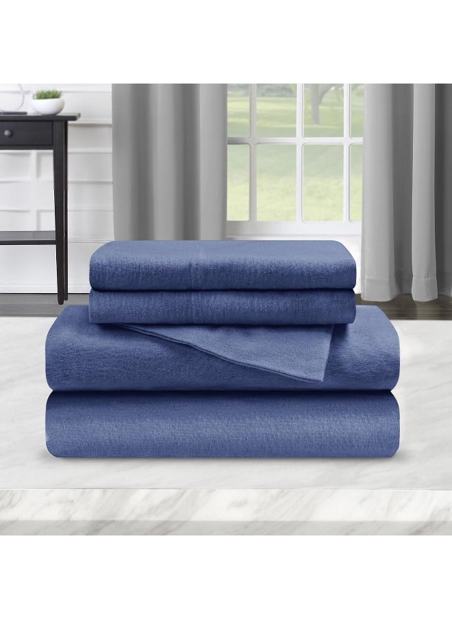 Superior Superior Deep Pocket Cotton Flannel Paisley or Solid Sheet Set, Navy Blue  - Image 5