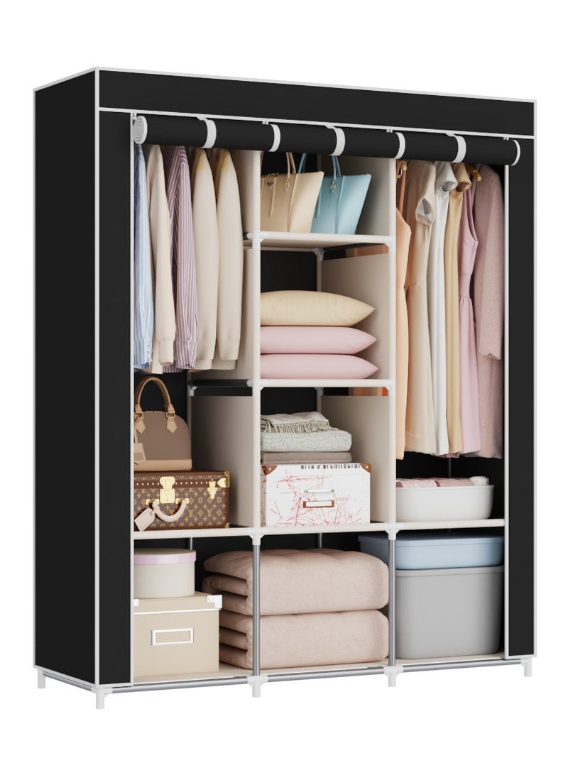 Excellence Fabric Wardrobe with Hanging Rods Clothes Rack Storage Bag Toy Shoes Storage for Living Room Bedroom Wardrobe 125 * 45 * 168cm  - Image 1