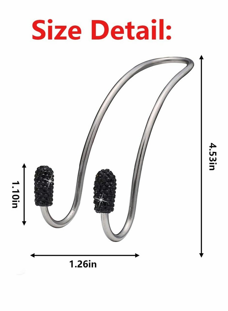 Durable Rhinestone Car Seat Hooks for Organization Strong Headrest Hangers 2 Pack Black - Image 4