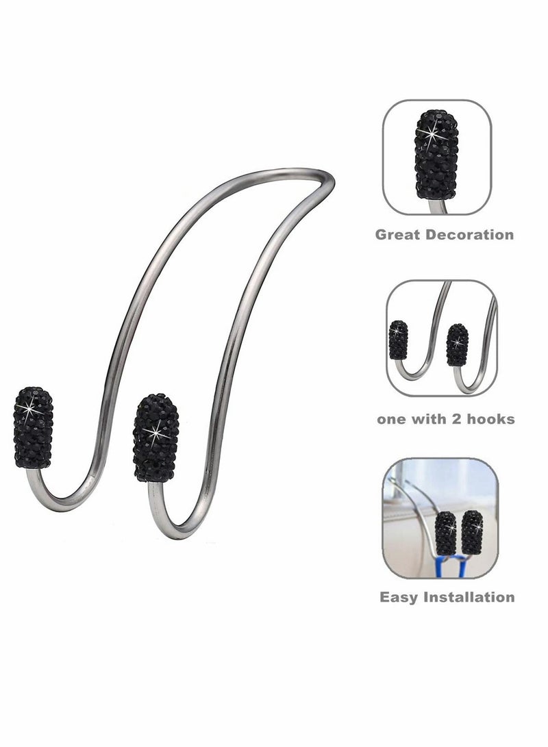 Durable Rhinestone Car Seat Hooks for Organization Strong Headrest Hangers 2 Pack Black - Image 3