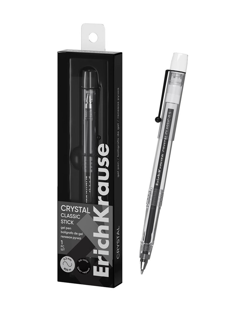 ErichKrause قلم جيل كريستال كلاسيك قطعة واحدة 0.5 مم حبر أسود - Image 1