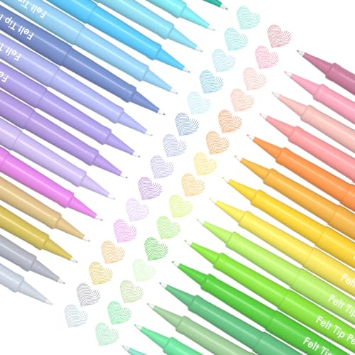 Lelix 30 Colors Felt Tip Pens, Medium Point Pastel Colored Pens, Felt Tip Markers Pens For Journaling, Writing, Note Taking, Planner Coloring, Perfect for Art Office and School Supplies - Image 2