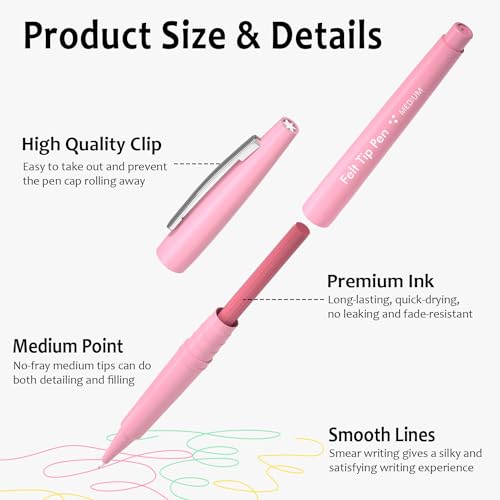 Lelix 30 Colors Felt Tip Pens, Medium Point Pastel Colored Pens, Felt Tip Markers Pens For Journaling, Writing, Note Taking, Planner Coloring, Perfect for Art Office and School Supplies - Image 3
